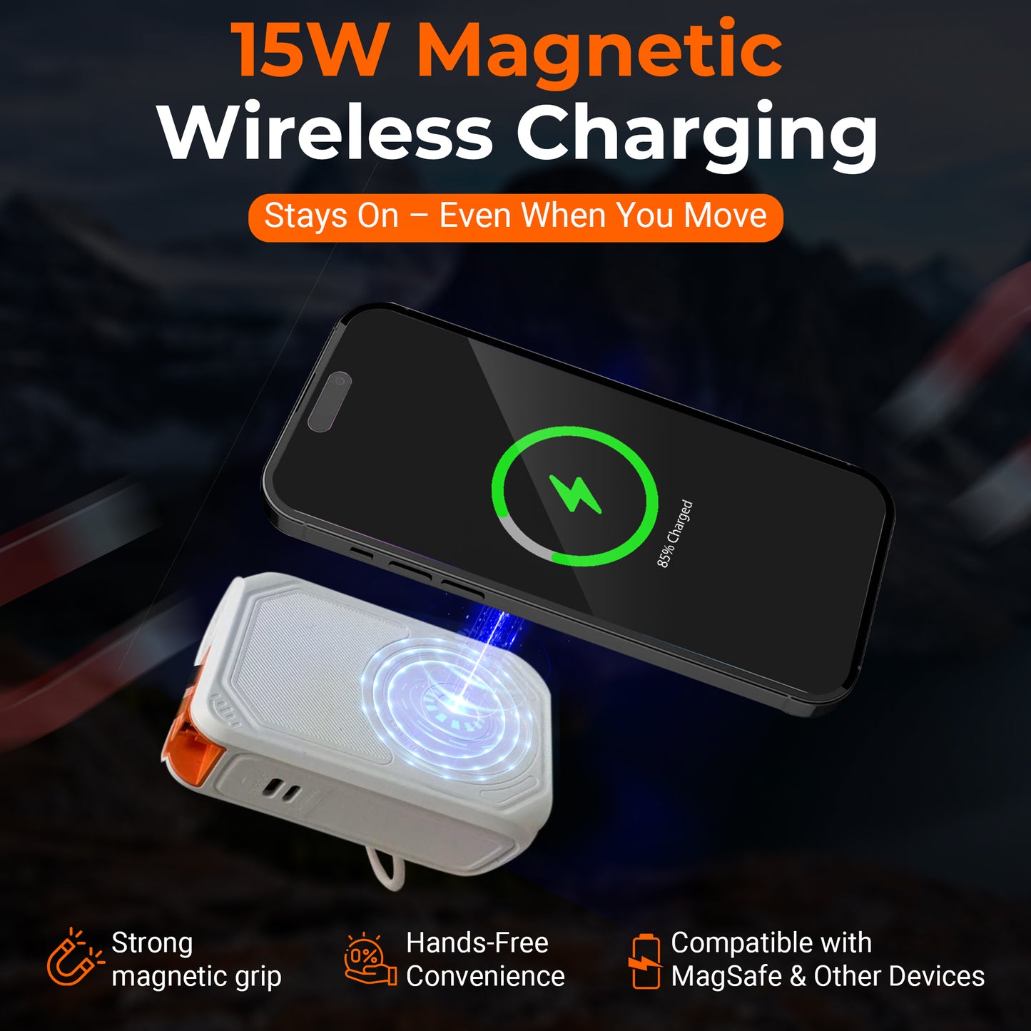 VOLTEFY 5-in-1 Magnetic Power Bank, 10000mAh, Built in Cables and AC Plug,22.5W Fast Charging, Mag-Safe Battery Pack,Compatible with iPhone 15/14/13/12,Apple Watch,Airpods