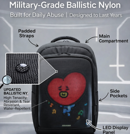 Voltefy LED Pixel Screen Backpack for Travel , Updated Ballistic Nylon Backpack,Led Backpack with Programmable Screen
