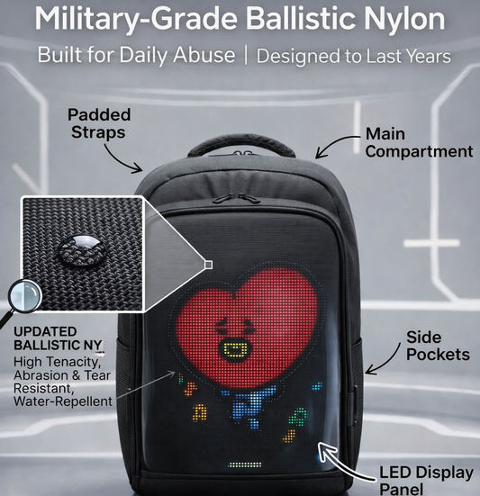 Voltefy LED Pixel Screen Backpack for Travel , Updated Ballistic Nylon Backpack,Led Backpack with Programmable Screen