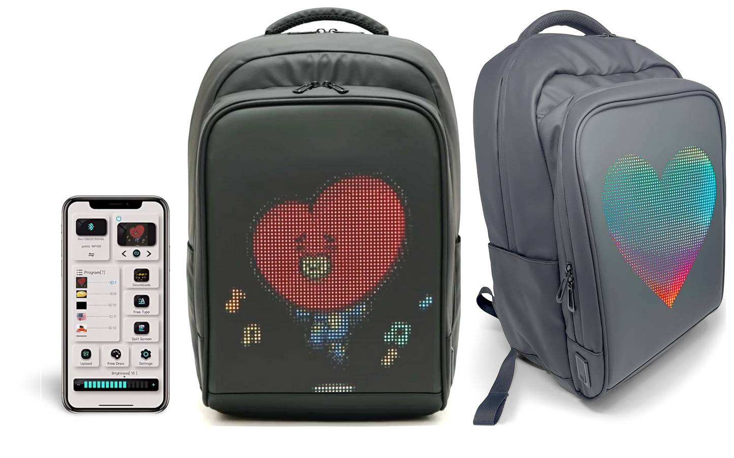 Voltefy LED Pixel Screen Backpack for Travel , Updated Ballistic Nylon Backpack,Led Backpack with Programmable Screen